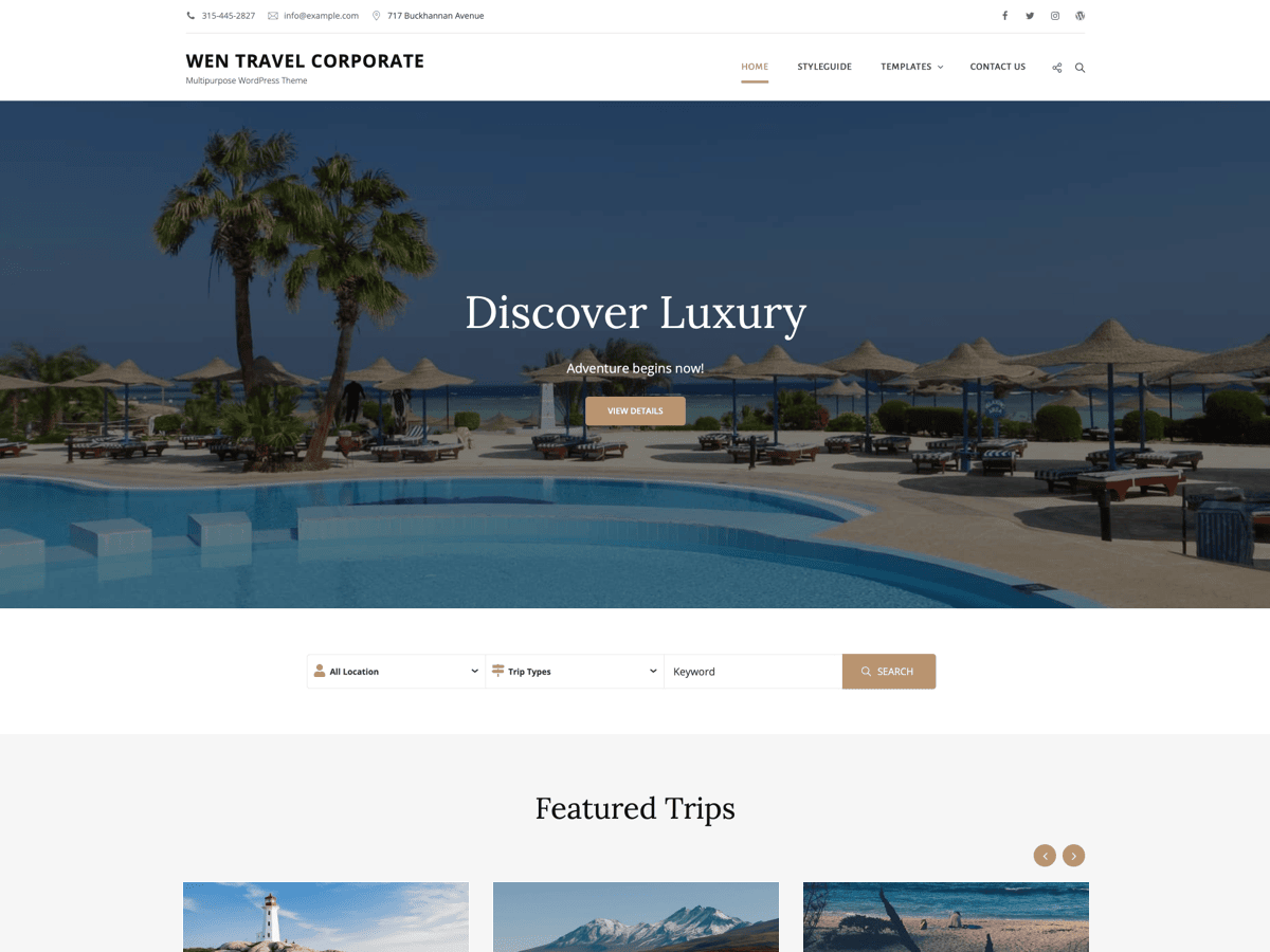 WEN Travel Corporate theme screenshot