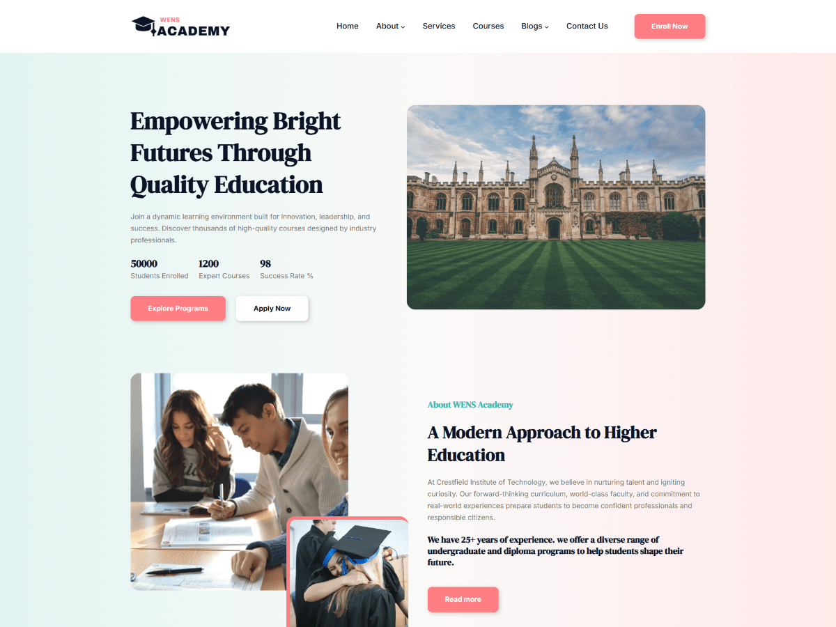 WENS Academy theme screenshot