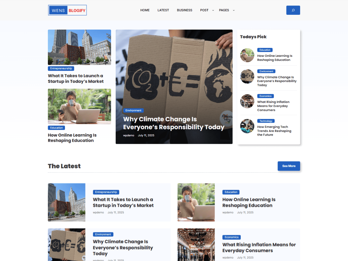 WENS Blogify theme screenshot