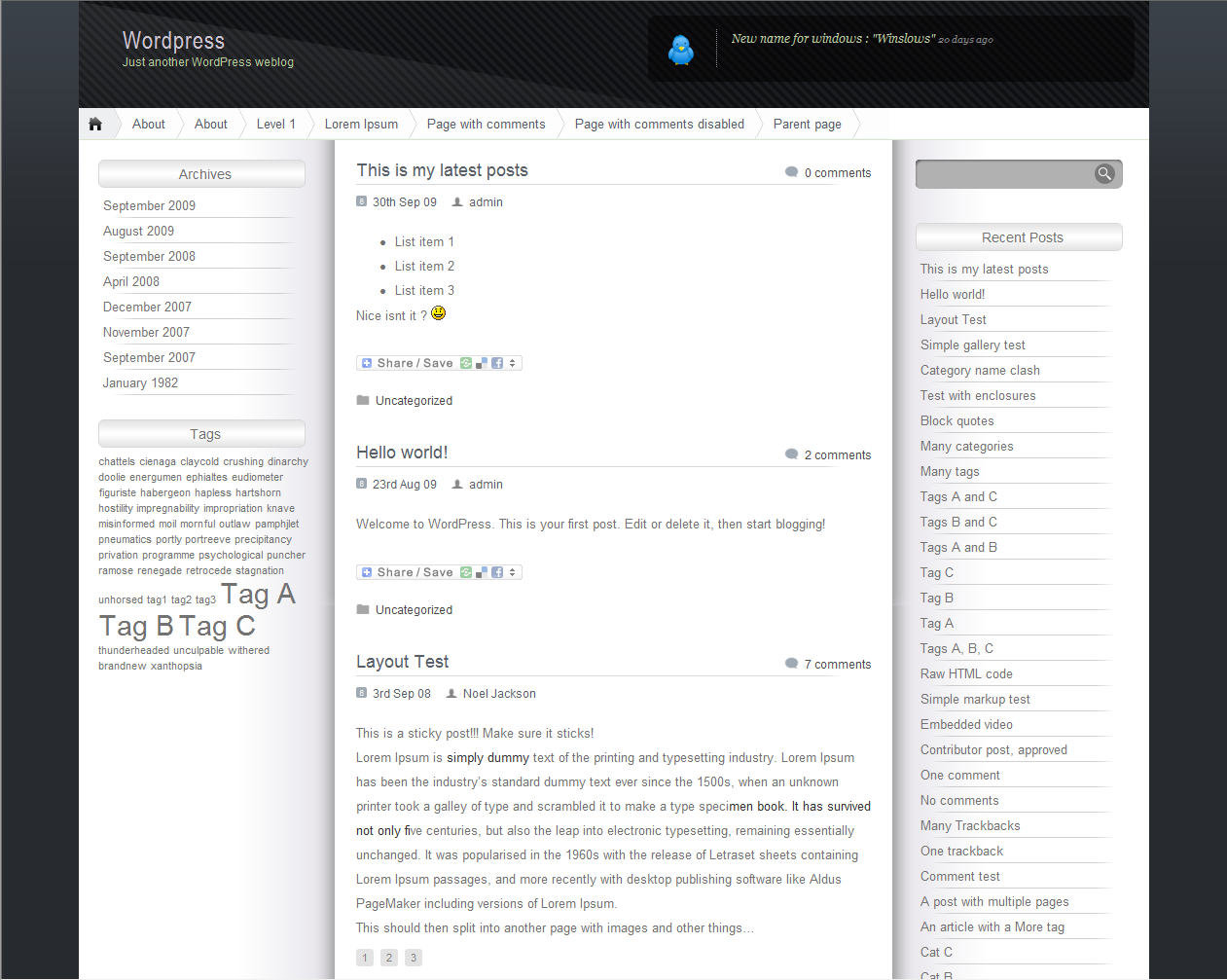 White Gold theme screenshot