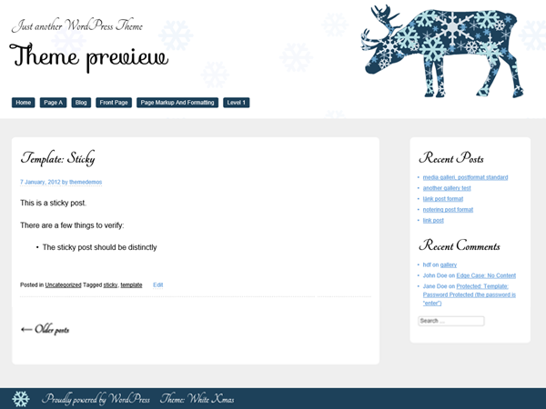 White Xmas theme screenshot