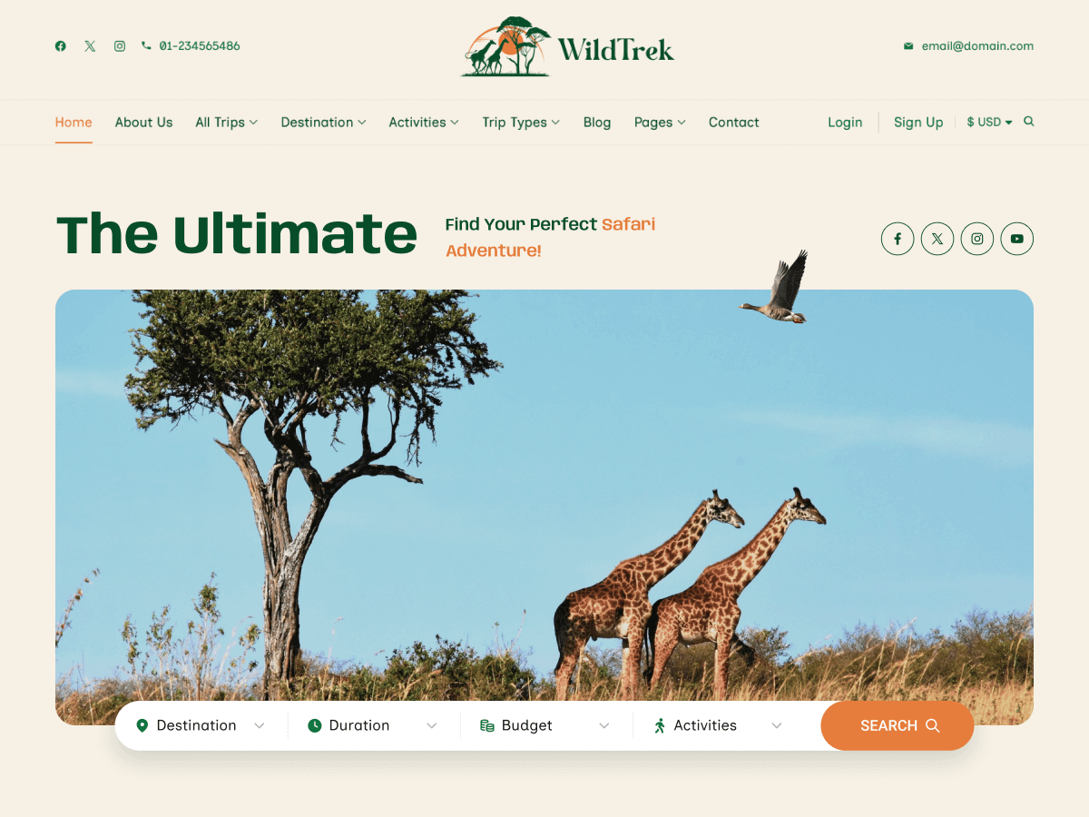 Wildlife Travel theme screenshot