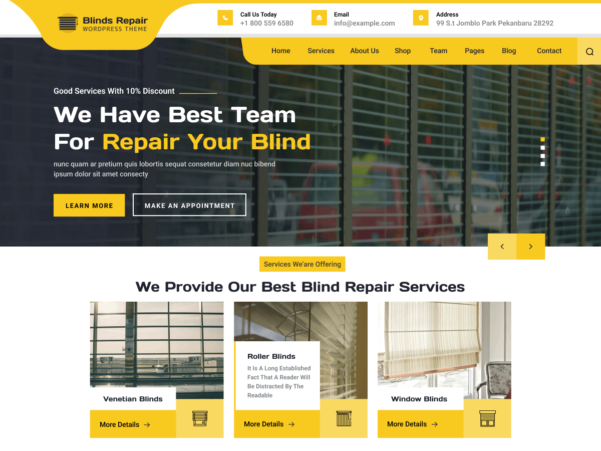 Window Blinds Repair theme screenshot
