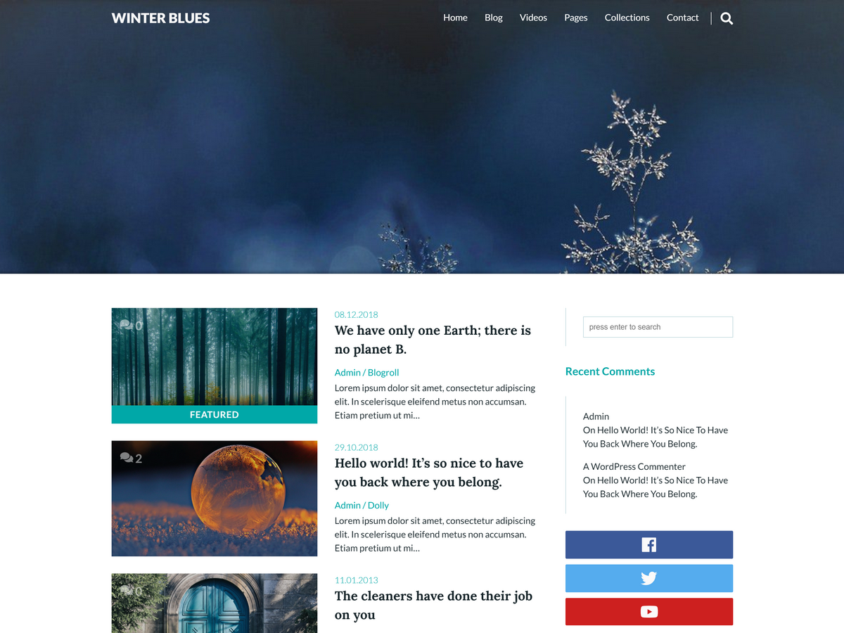 Winter Blues theme screenshot