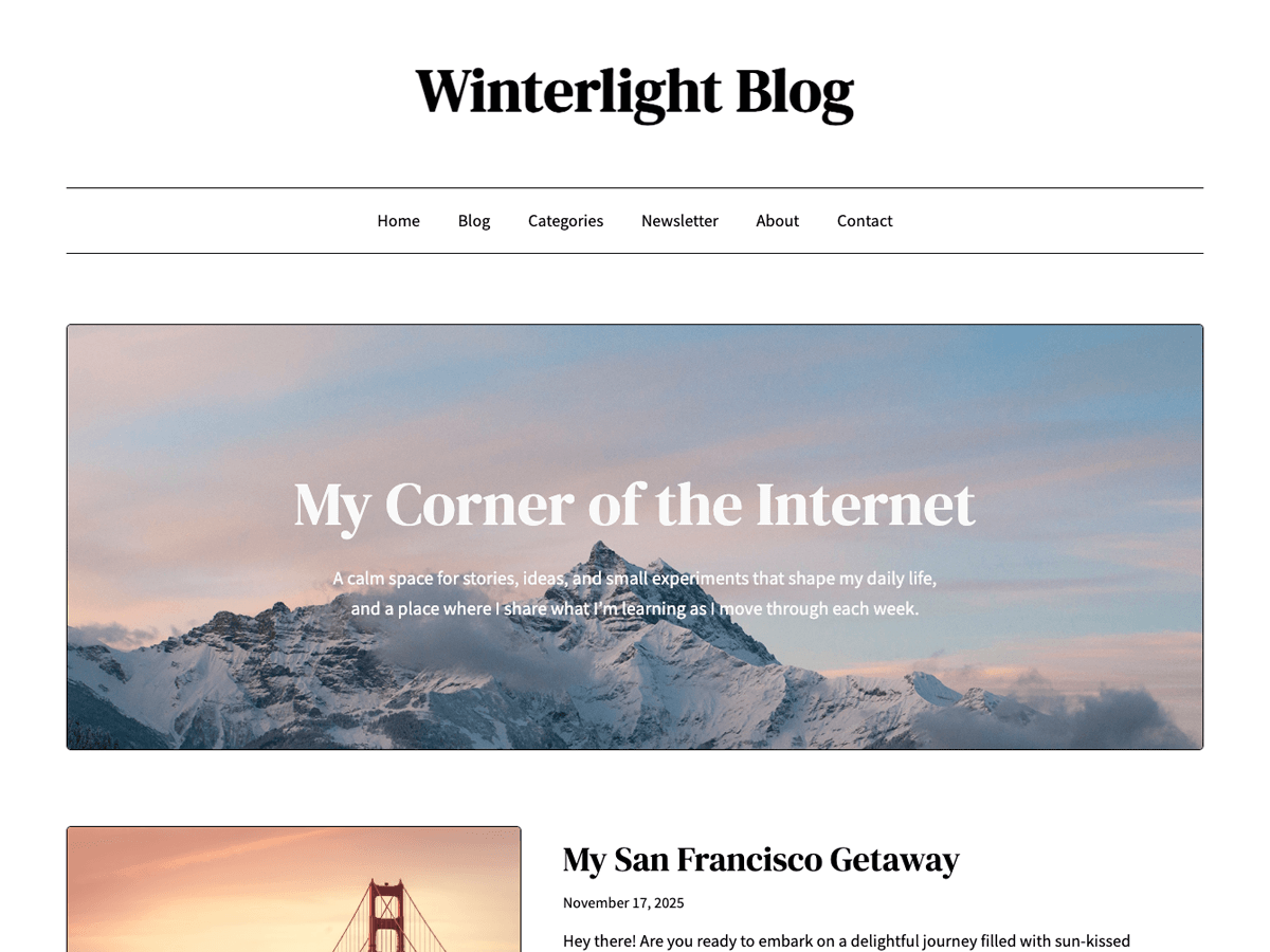 Winterlight Blog theme screenshot