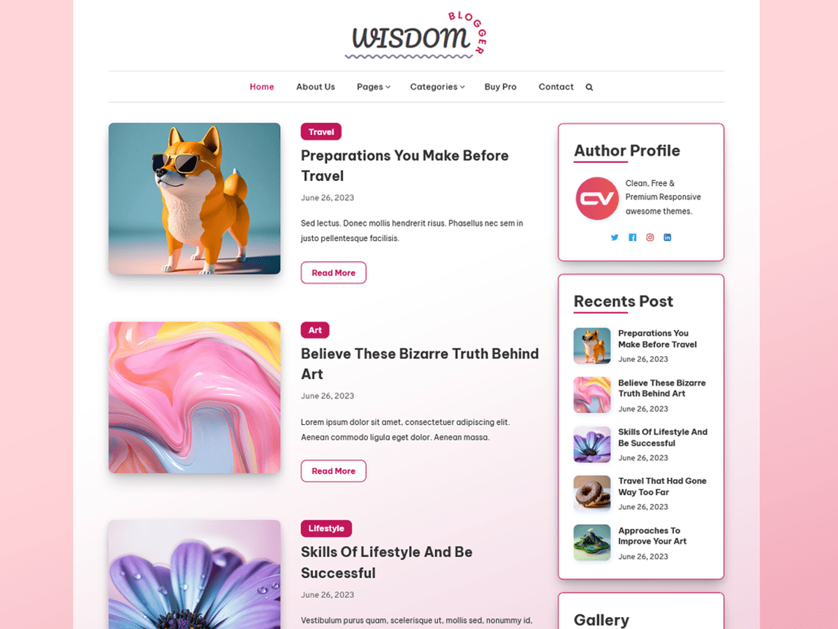 Wisdom Blogger theme screenshot