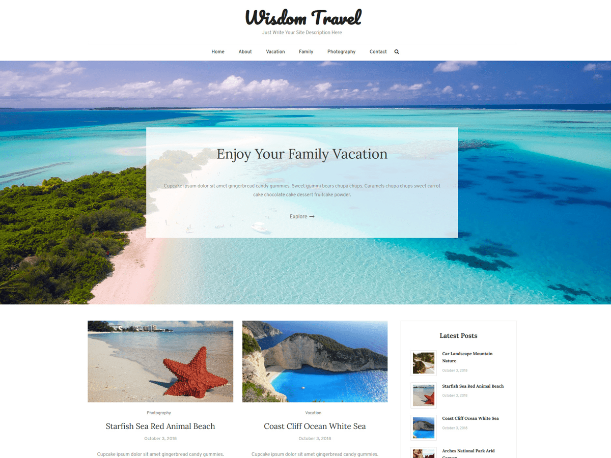 Wisdom Travel theme screenshot
