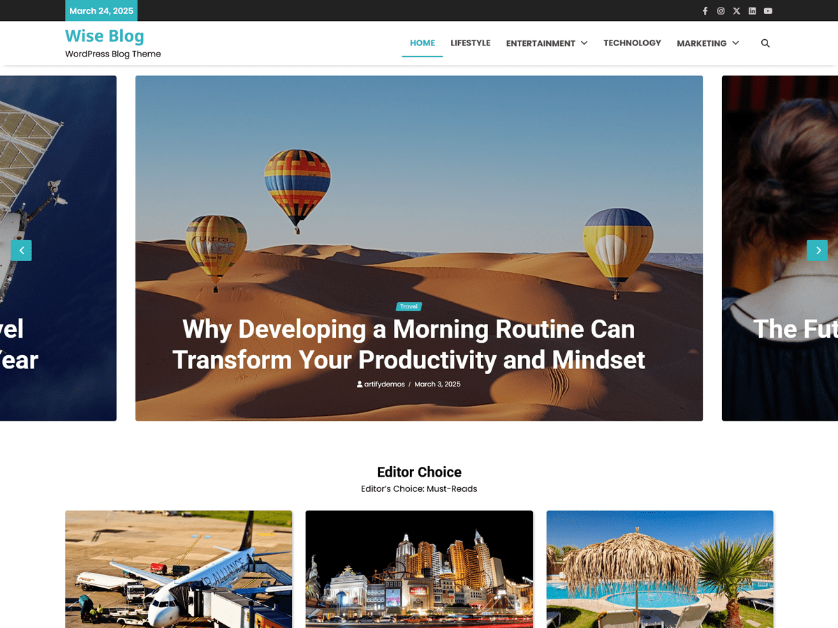 Wise Blog theme screenshot