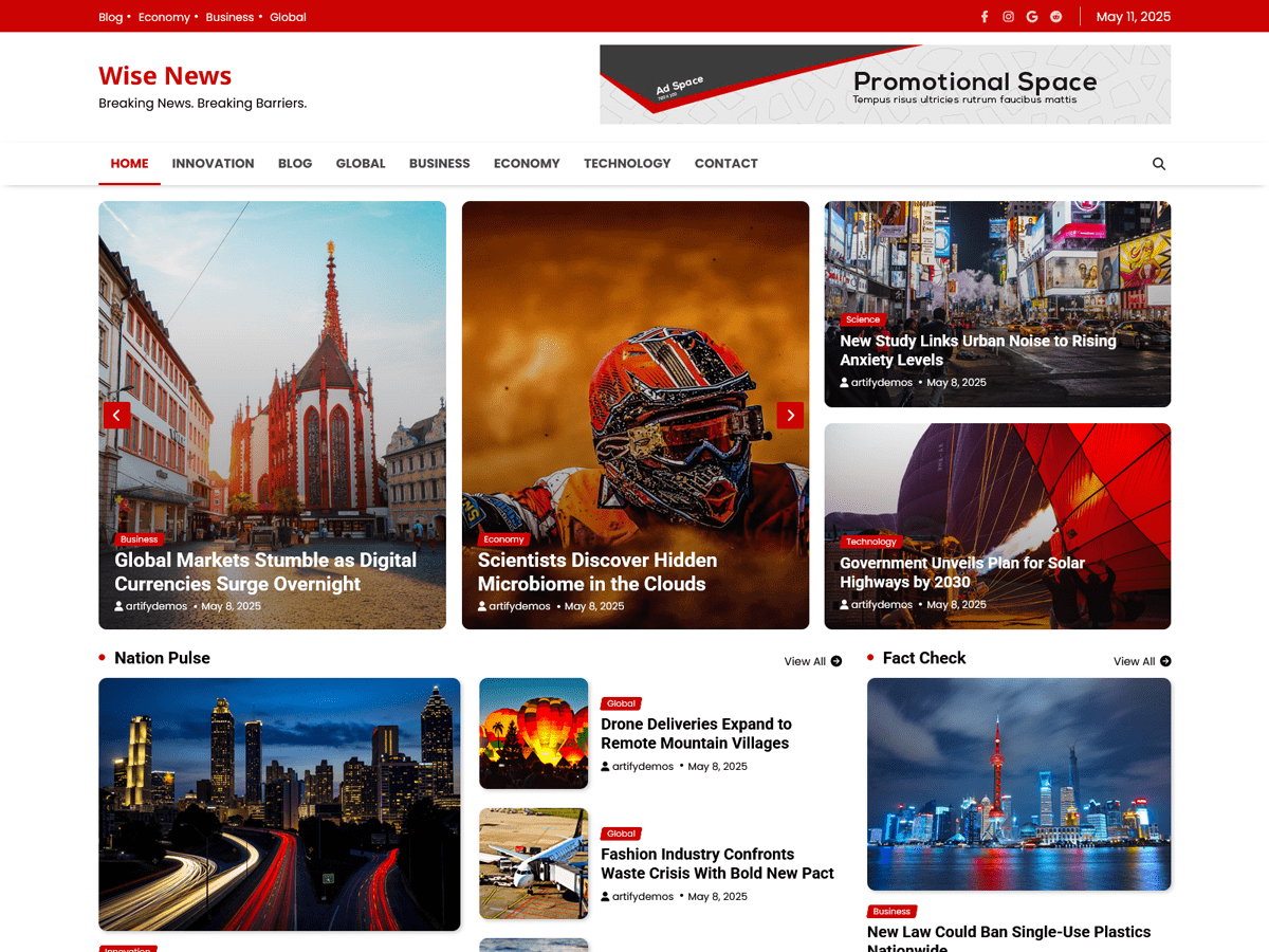 Wise News theme screenshot