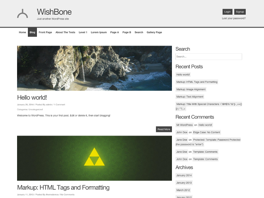 Wishbone theme screenshot
