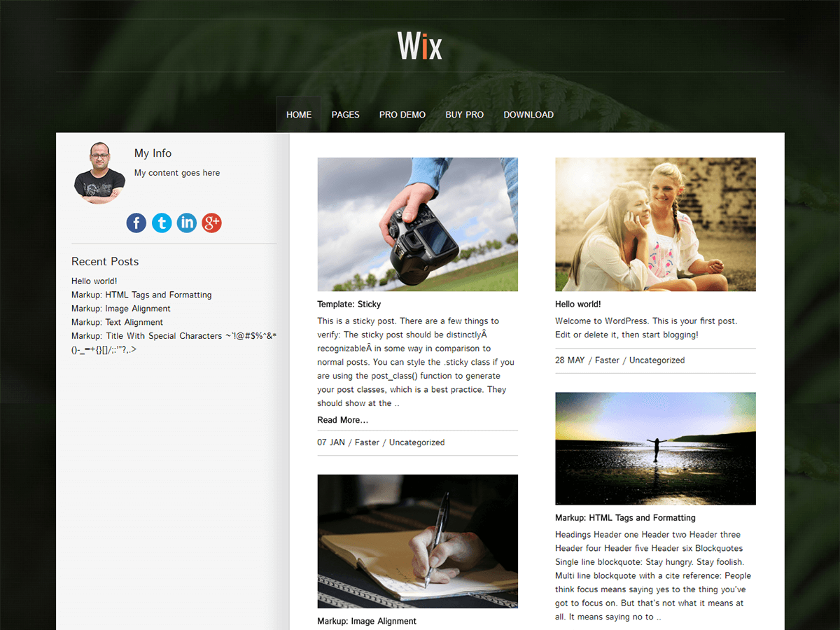 Wix theme screenshot