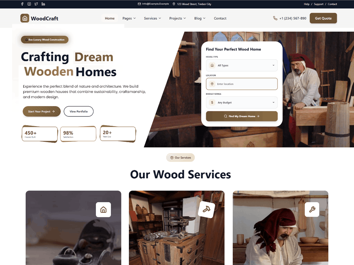 Wood House Construction theme screenshot