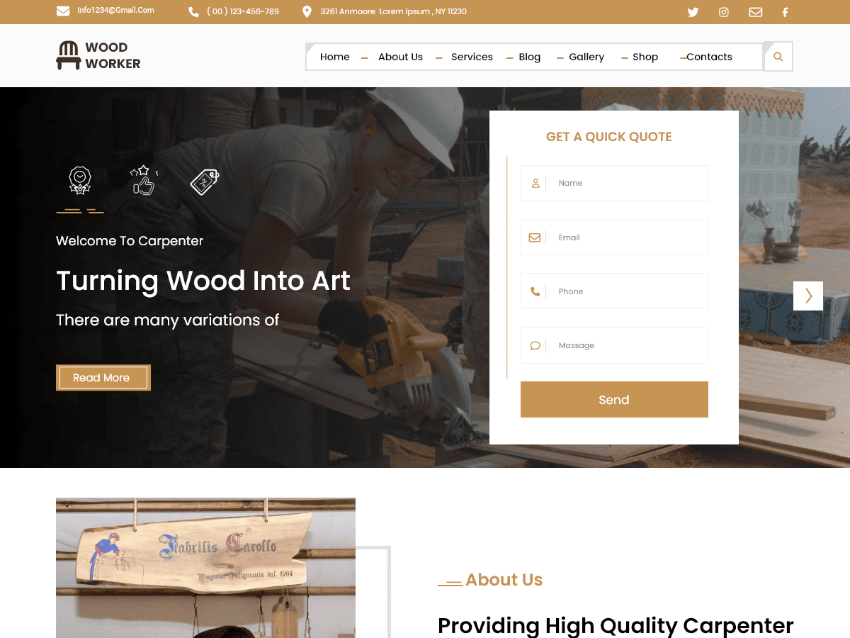 Woodworker theme screenshot
