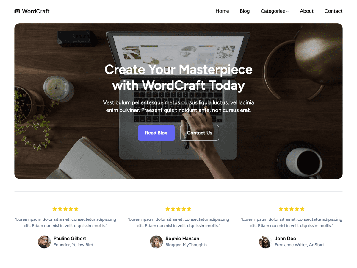 WordCraft X theme screenshot