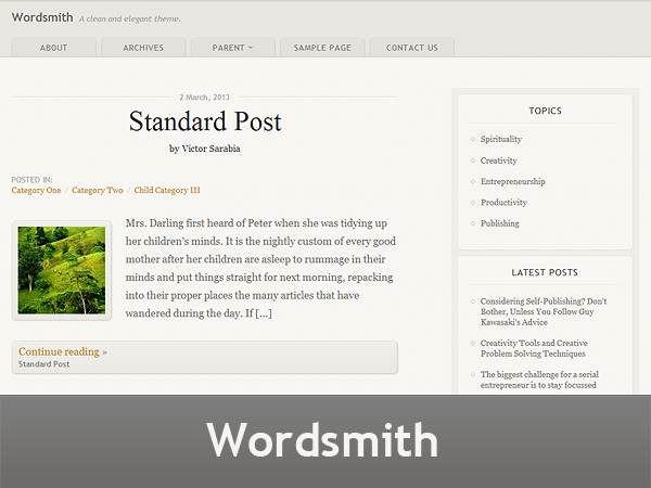 Wordsmith theme screenshot