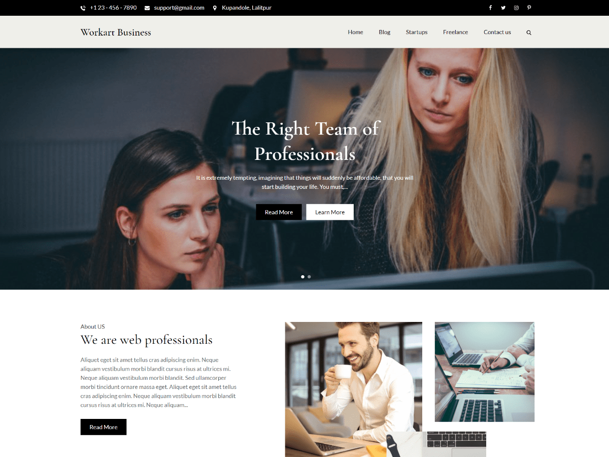 Workart Business theme screenshot