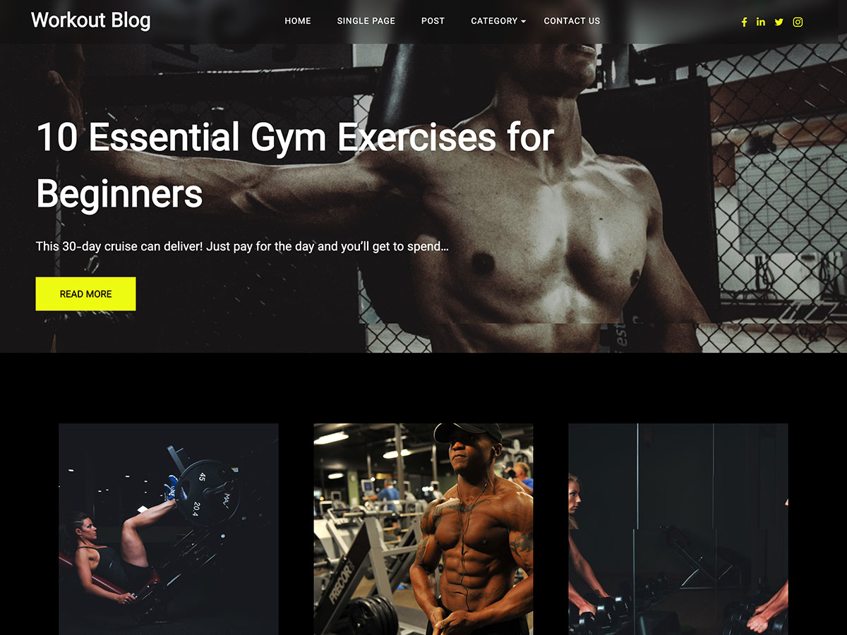 Workout Blog theme screenshot