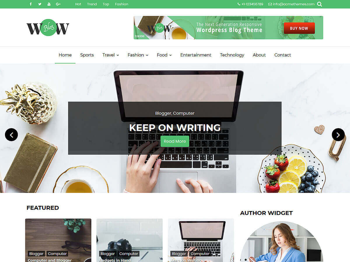 WOW Blog theme screenshot