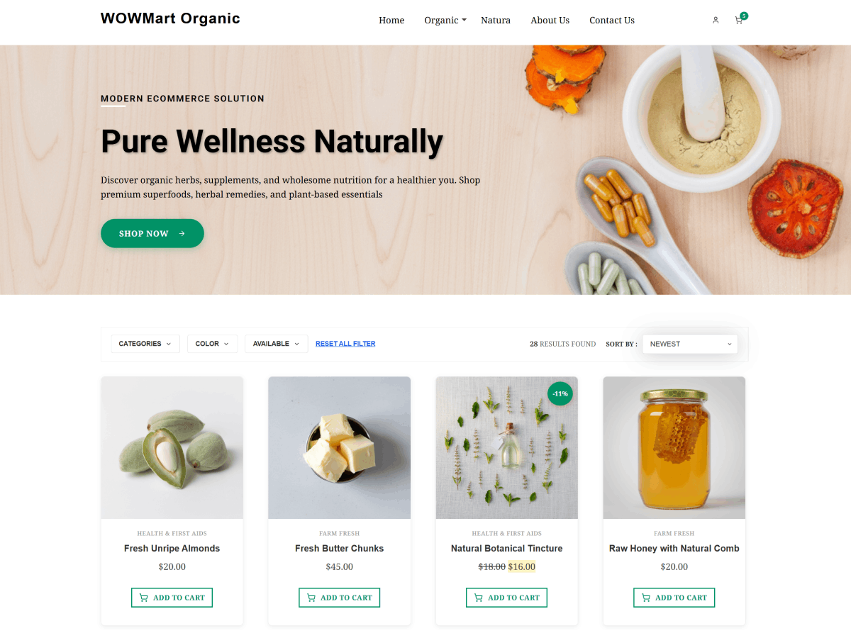 WoWmart Organic theme screenshot