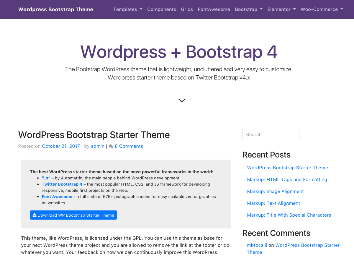 WP Bootstrap Starter theme screenshot