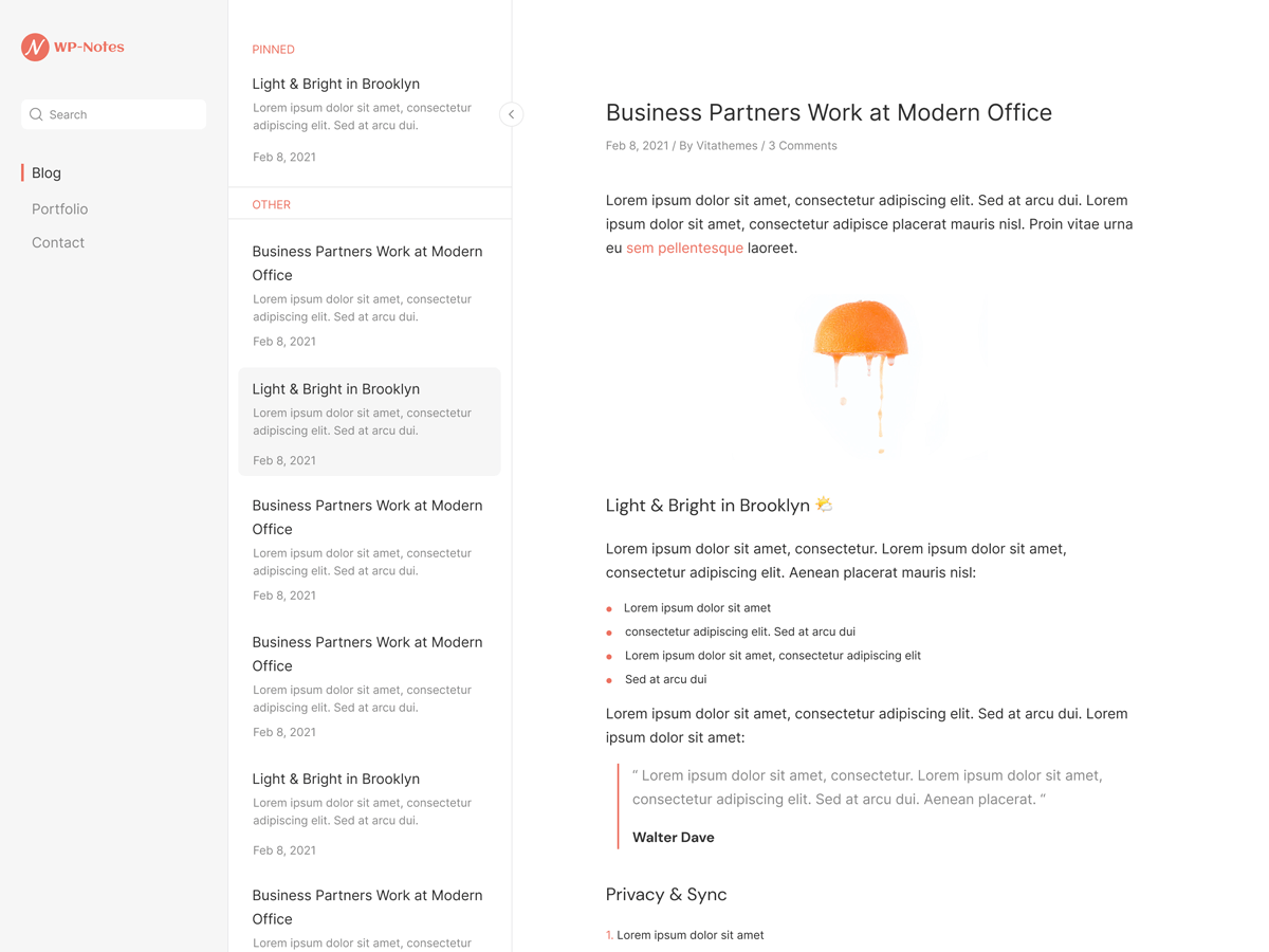 WP Notes theme screenshot