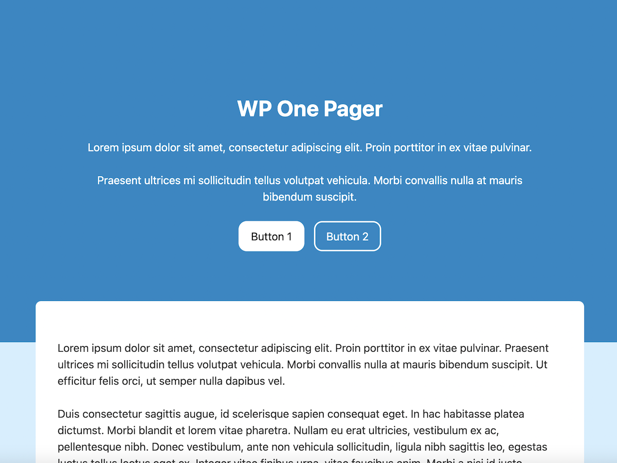 WP One Pager theme screenshot