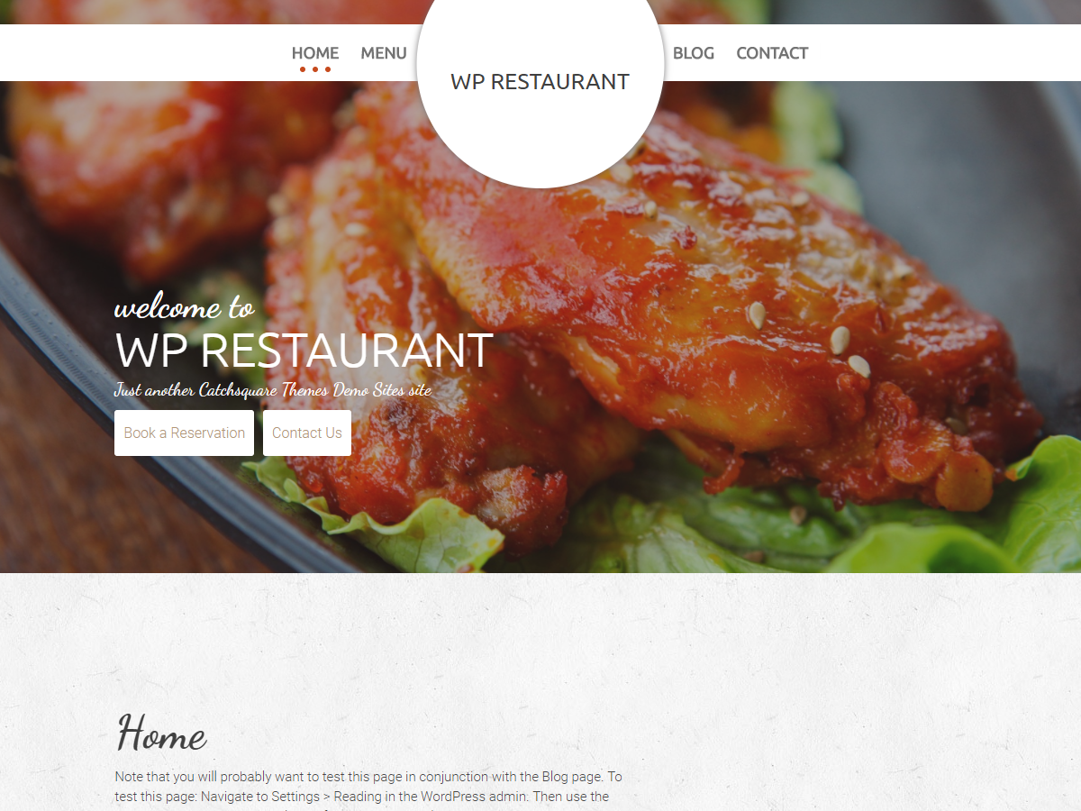 WP Restaurant theme screenshot
