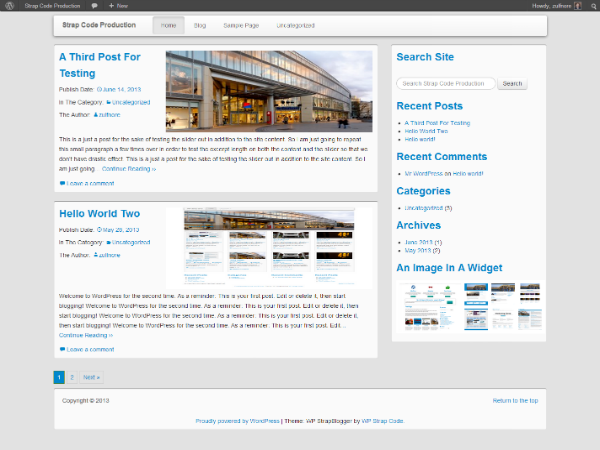 WP StrapBlogger Lite theme screenshot