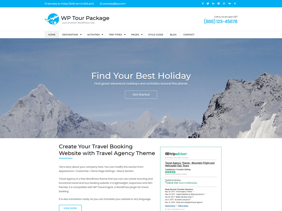 WP Tour Package theme screenshot