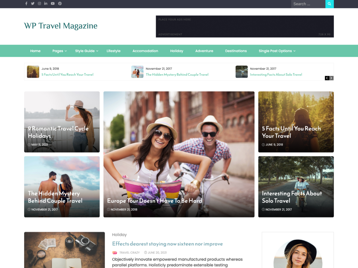 WP Travel Magazine theme screenshot