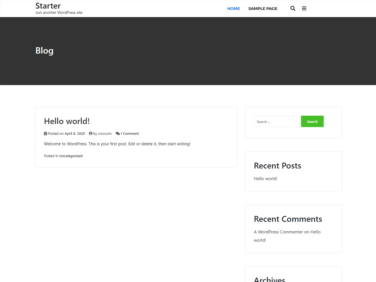 wpbstarter theme screenshot