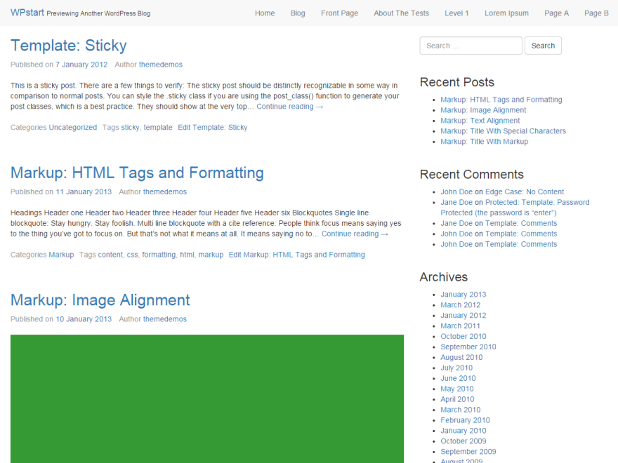 WPstart theme screenshot