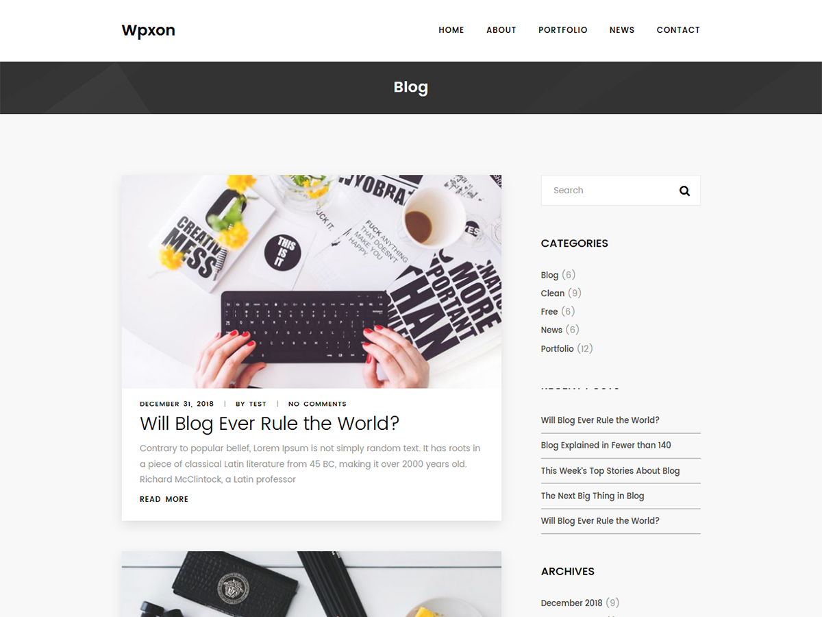 WPxon Blog theme screenshot