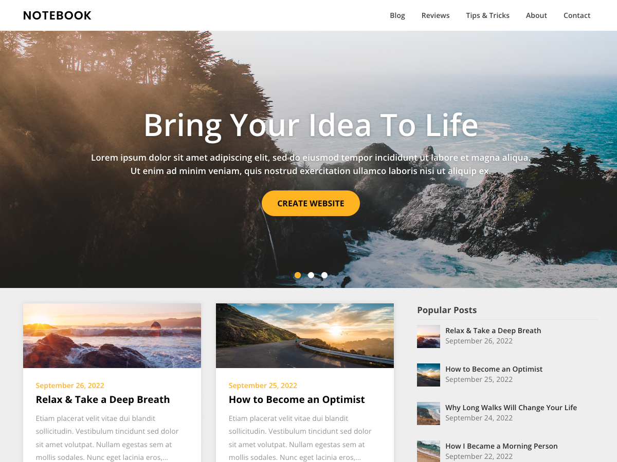Writers Blogily theme screenshot