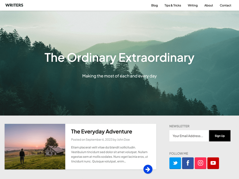 Writers Lifestyle theme screenshot