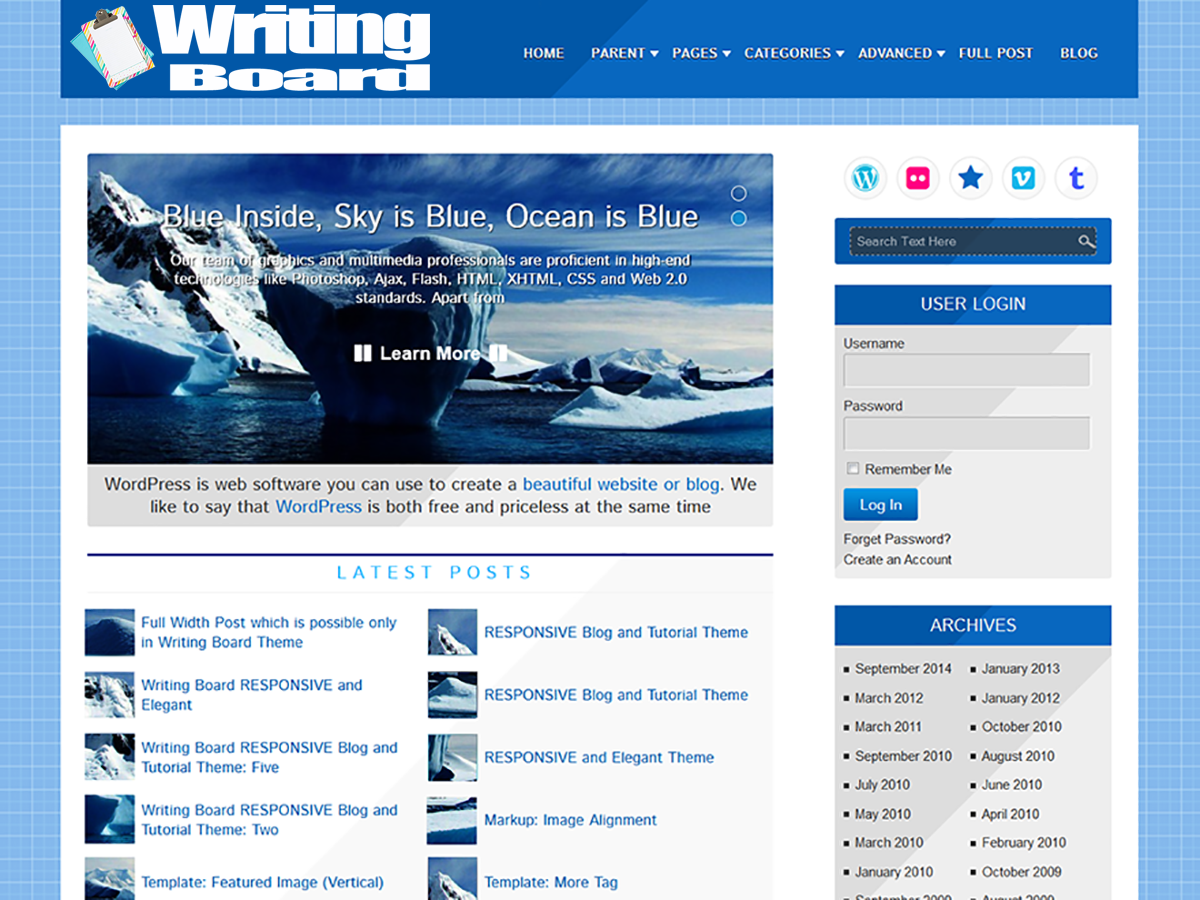 Writing Board theme screenshot