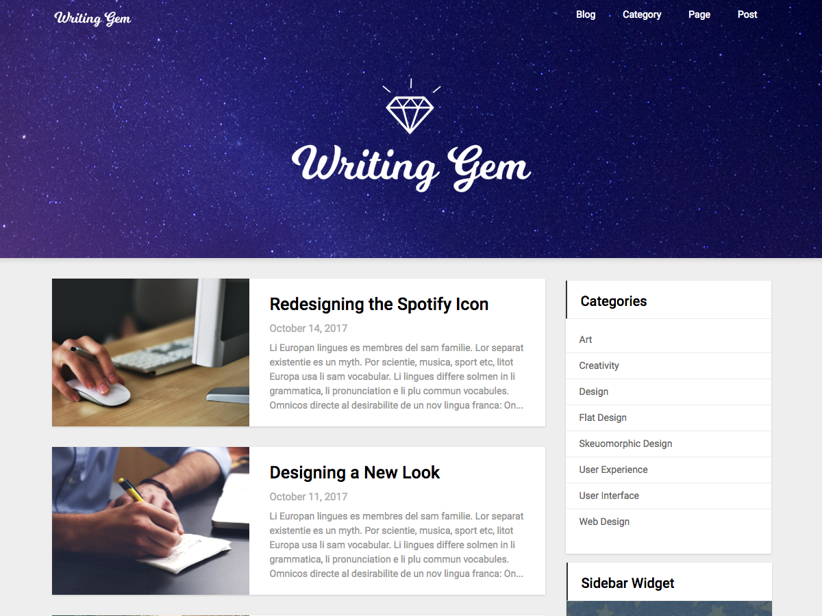 Writing Gem theme screenshot