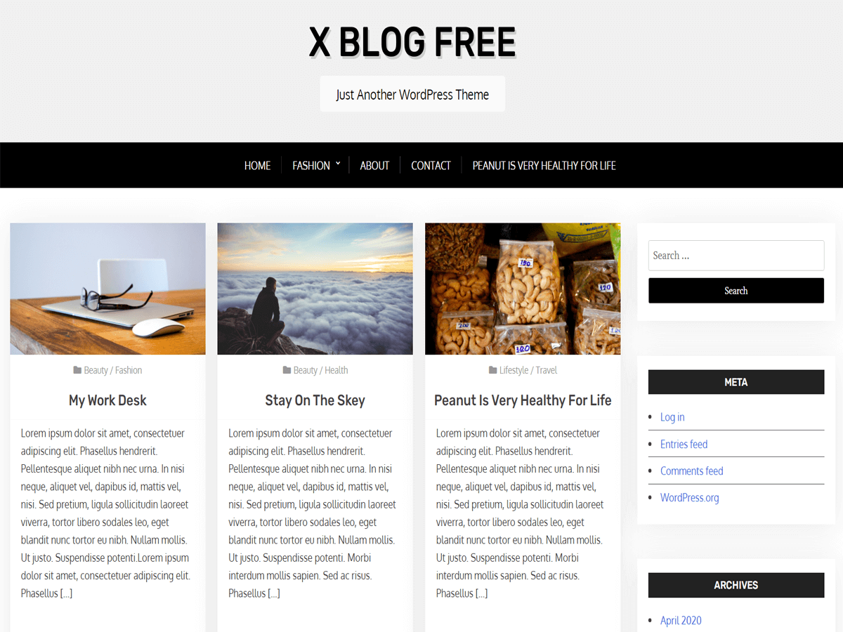 X Blog Free theme screenshot