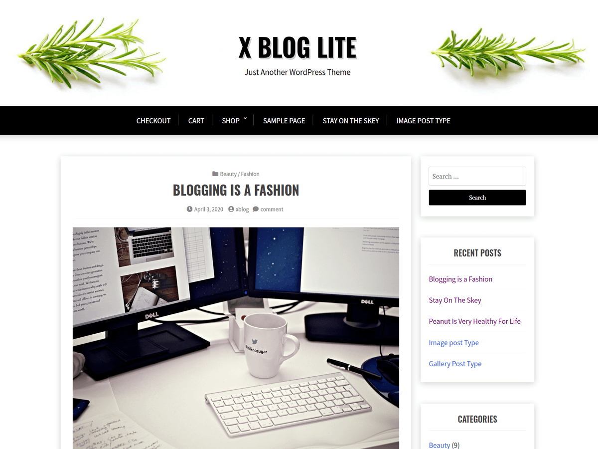 X Blog Lite theme screenshot