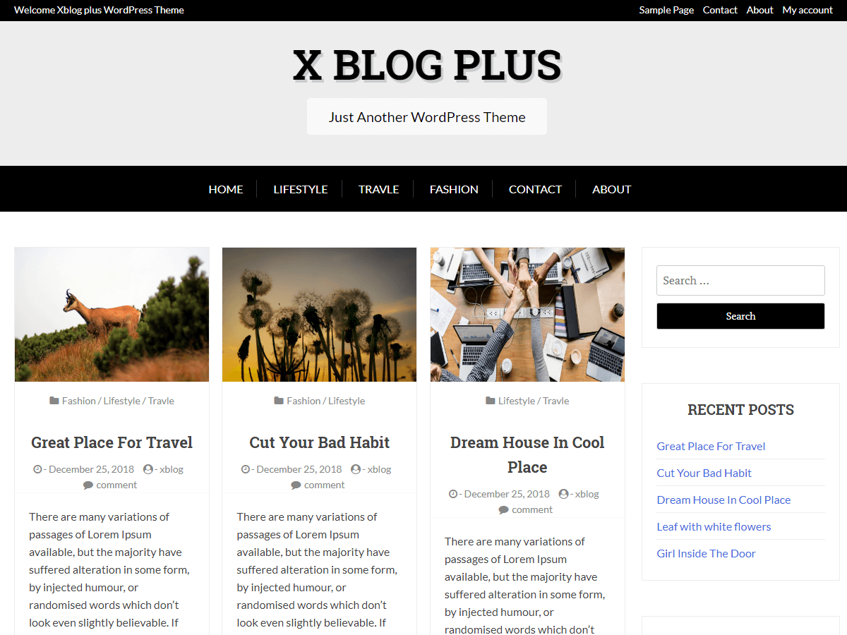 X Blog Plus theme screenshot