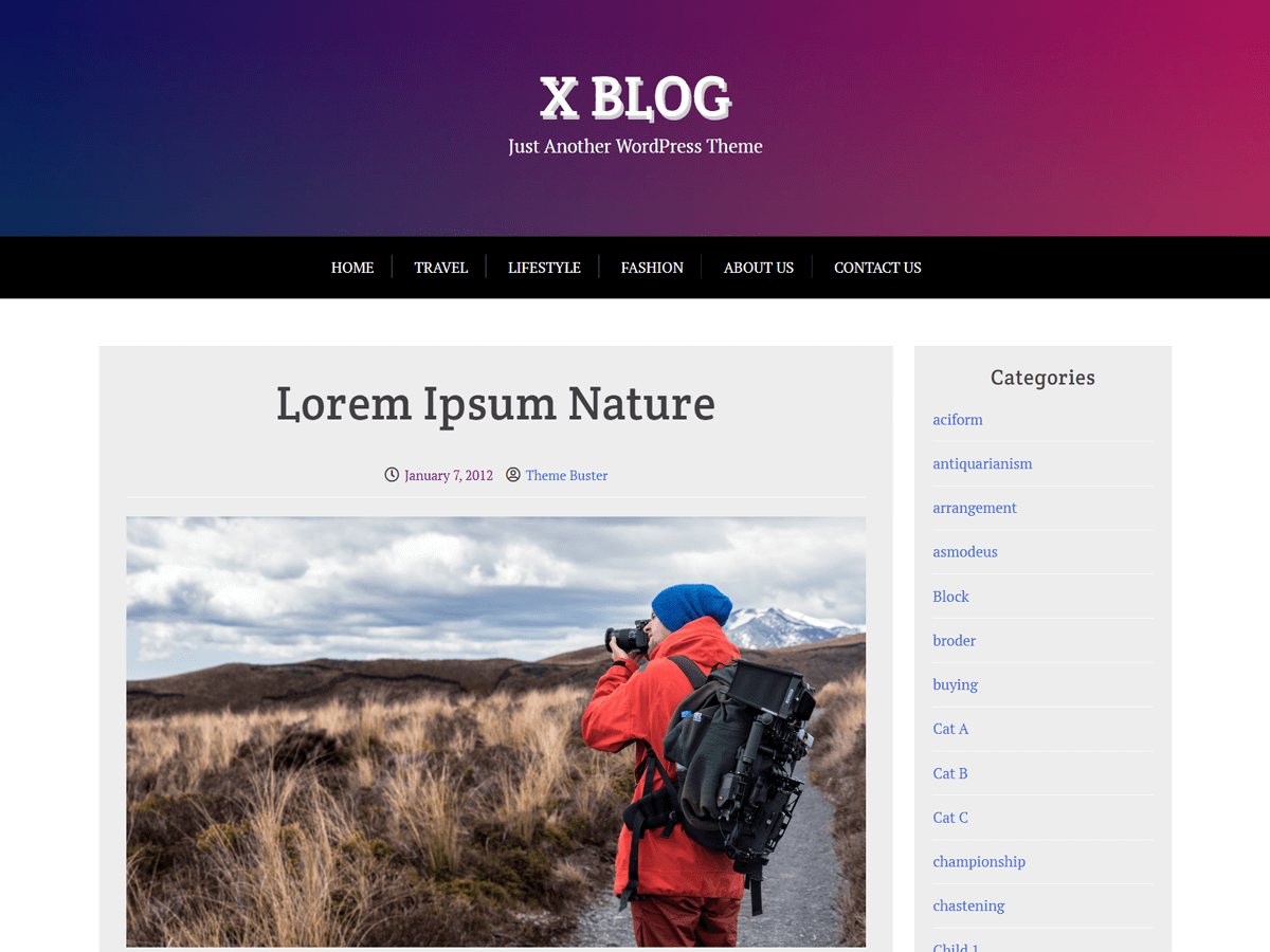 X Blog theme screenshot