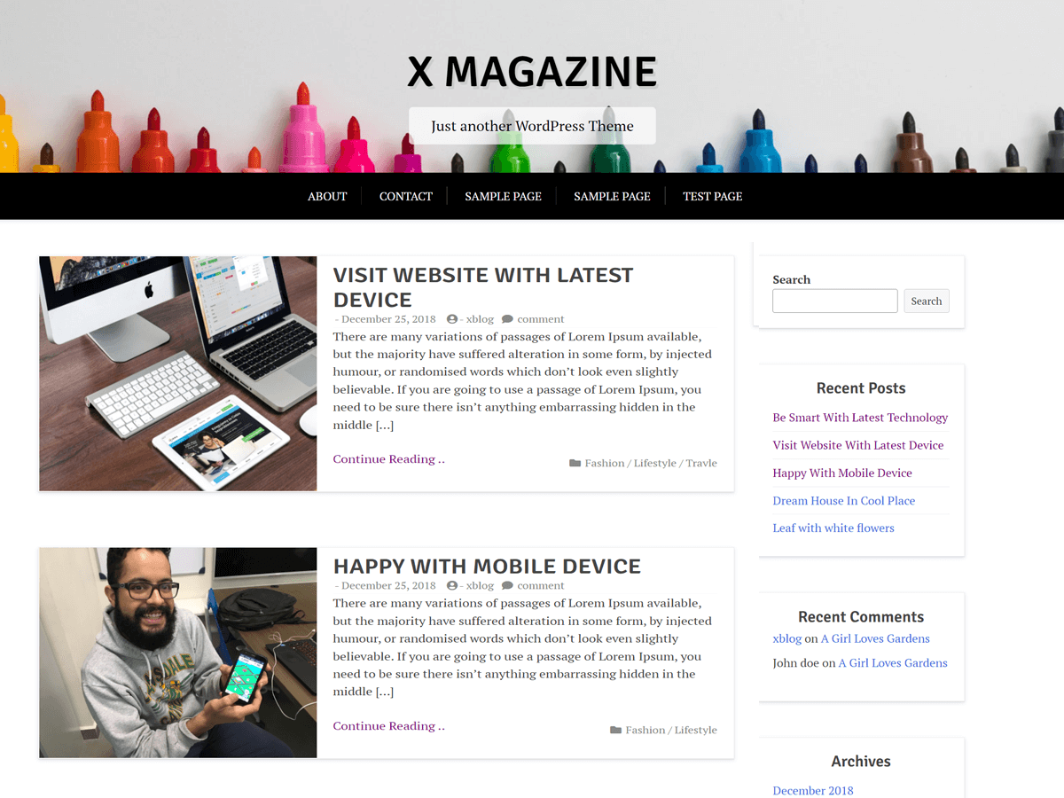 X Magazine theme screenshot