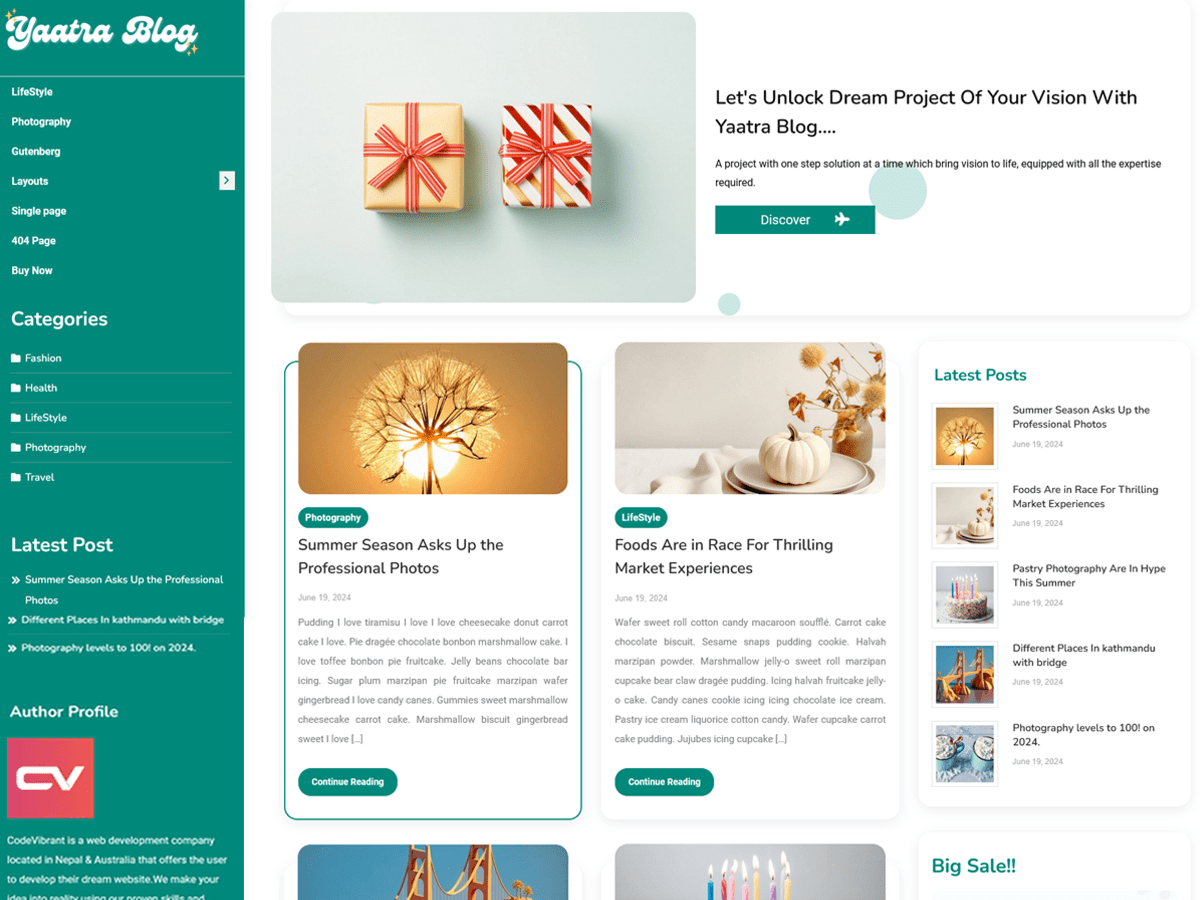 Yaatra Blog theme screenshot