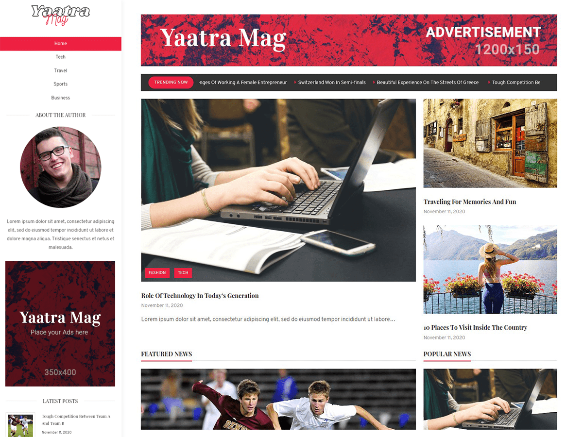 Yaatra Mag theme screenshot
