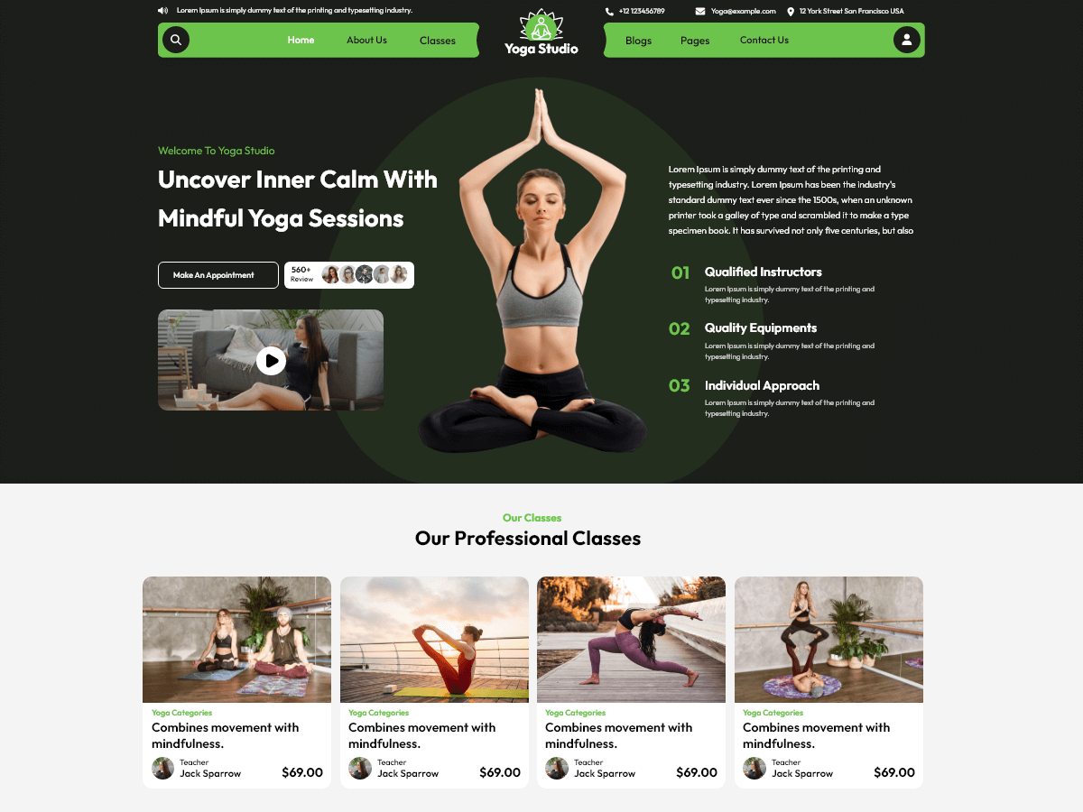 Yoga Center theme screenshot