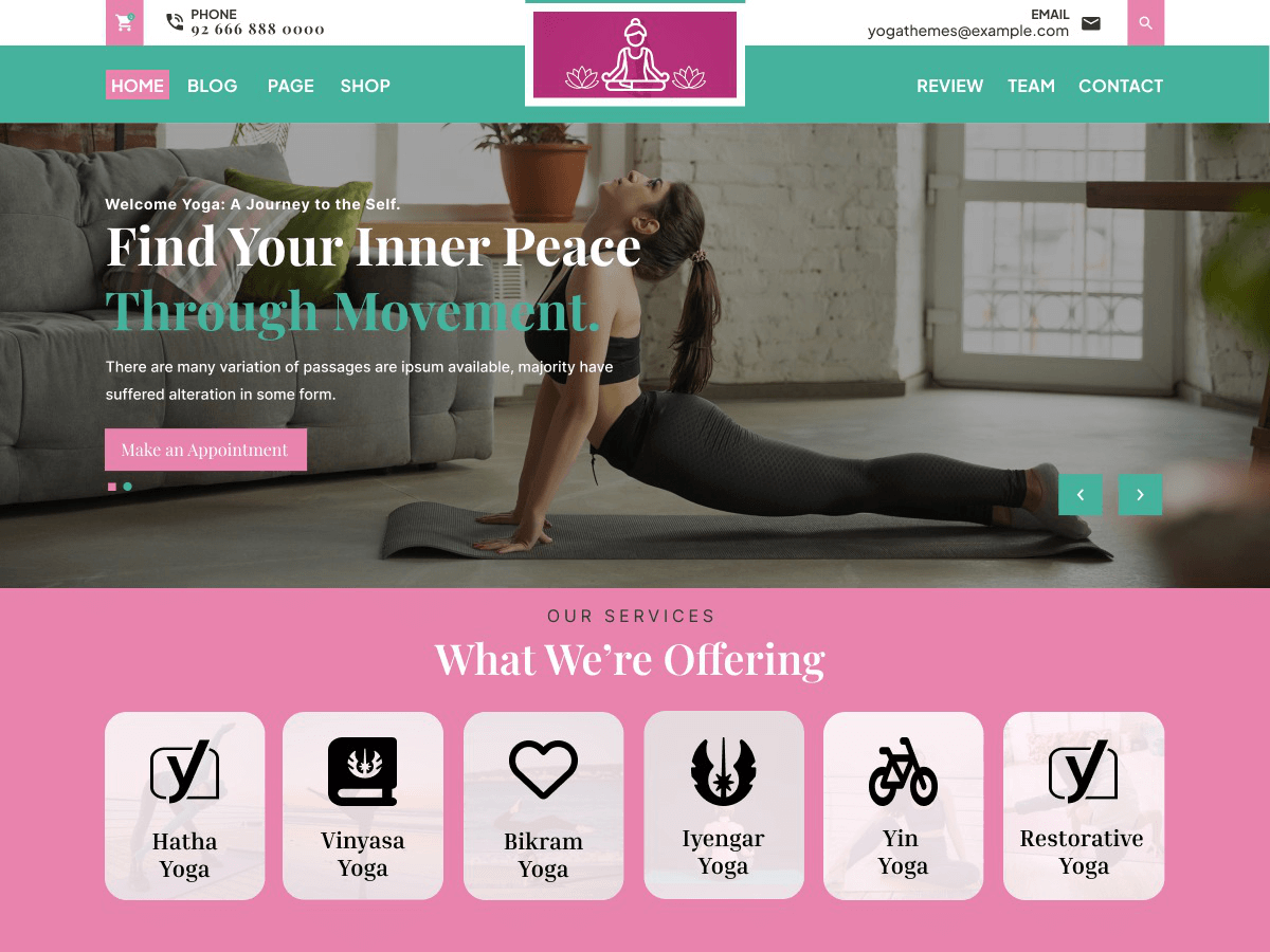 Yoga Fitness Classes theme screenshot