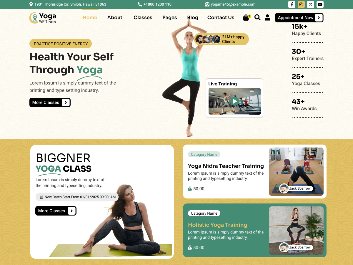 Yoga Trainer theme screenshot