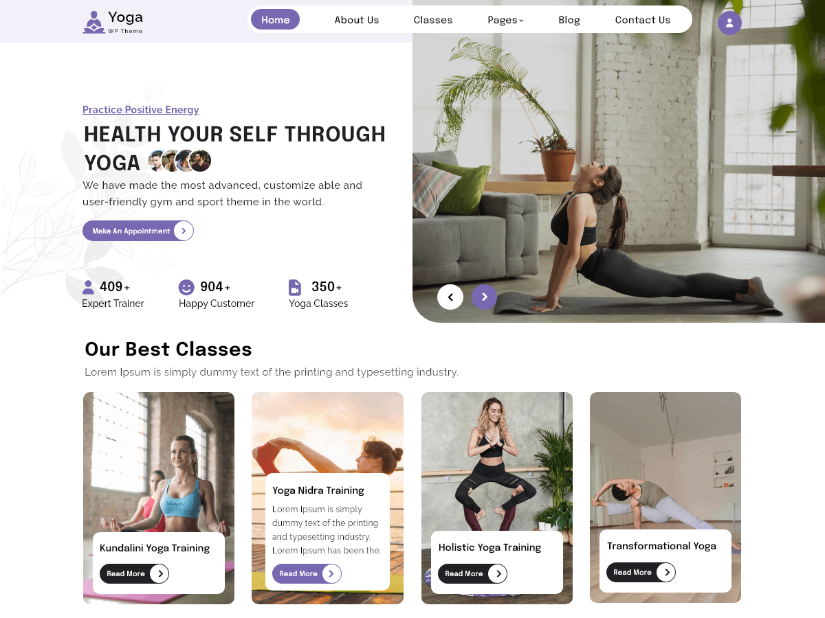 Yoga Workout theme screenshot