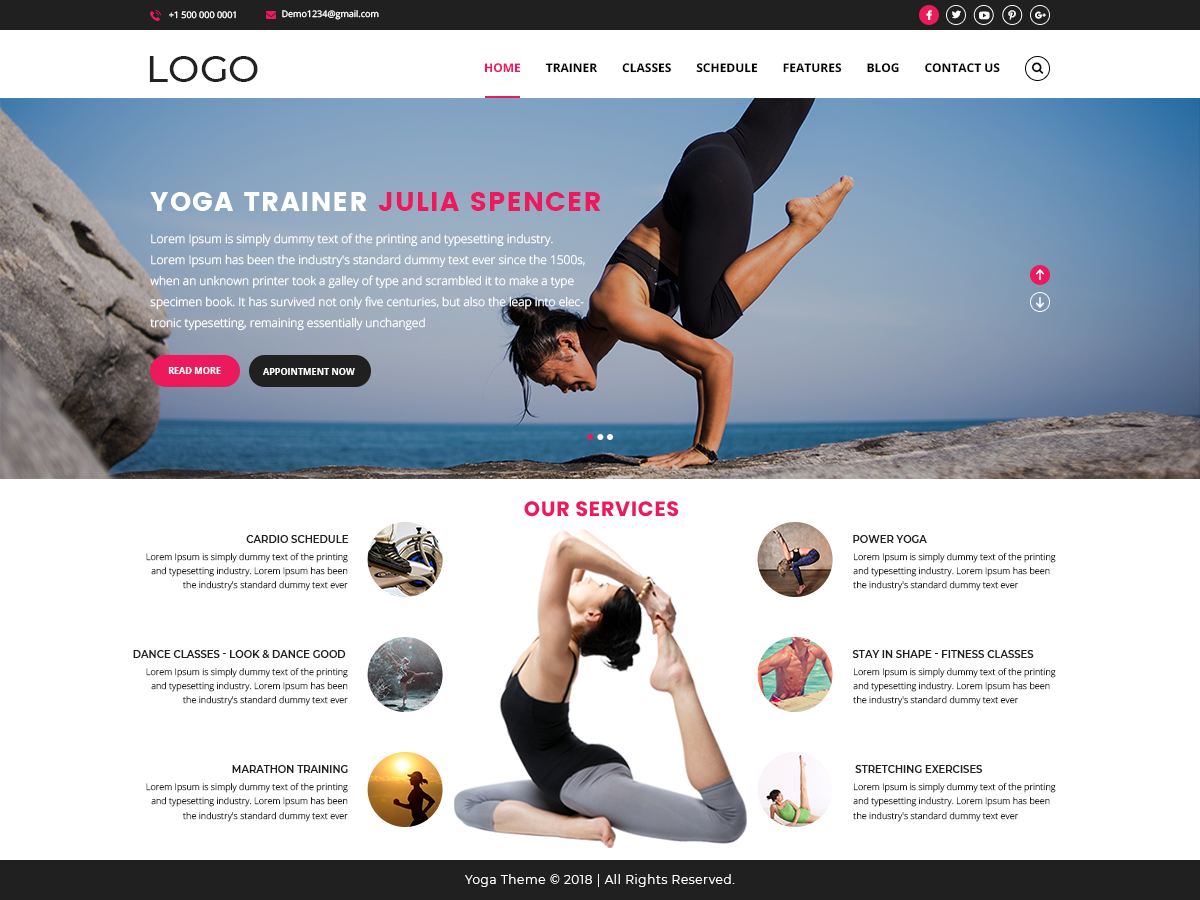 YogaFitness theme screenshot