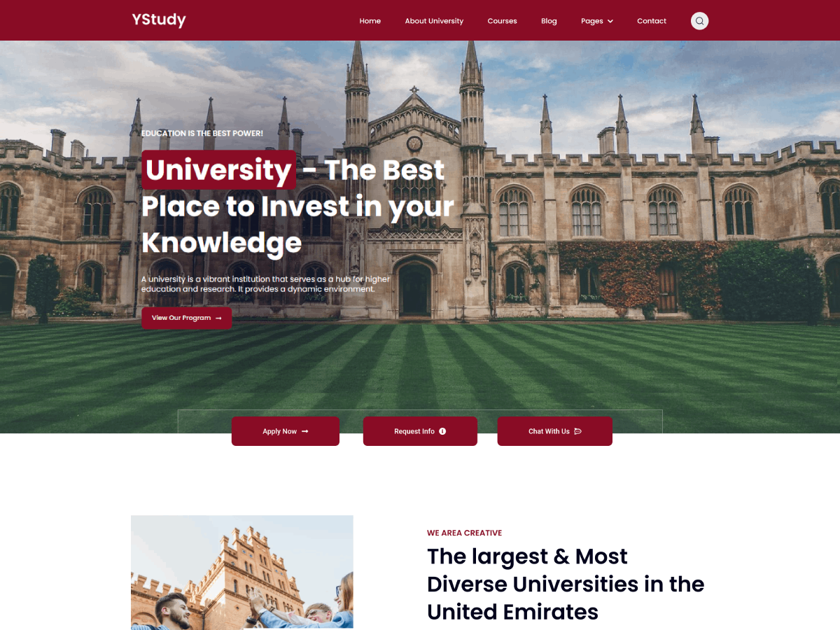 YStudy Education theme screenshot